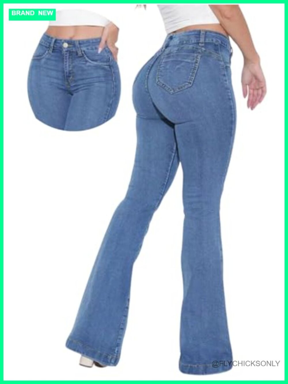Butt Lifting Flare Jeans High Waist Bootcut Stretchy Denim Women's Curvy